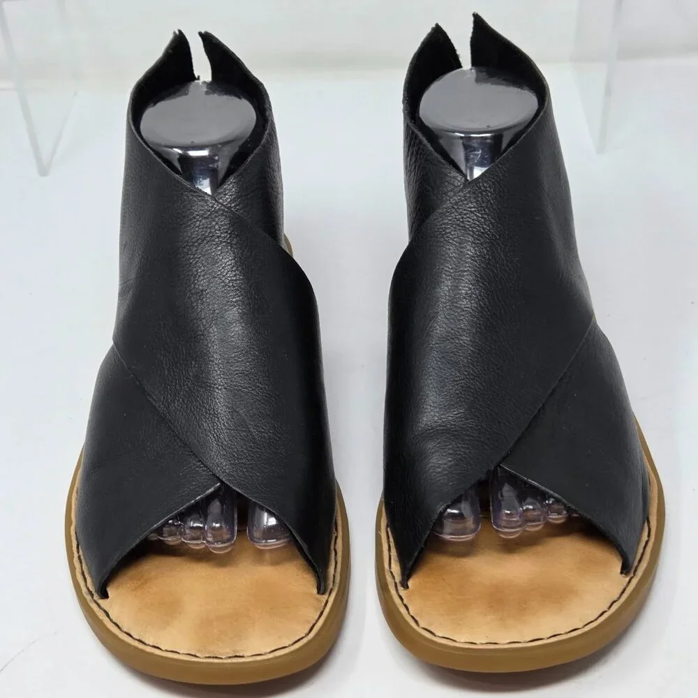 BORN IWA Black Sandals Womens 9 Zip Open Toe Flat Casual Boho Gladiator Comfort - Picture 5 of 8